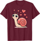 Adorable Love Snail with Hearts Kawaii Valentine Romance T-Shirt - T-Shirt | Maroon