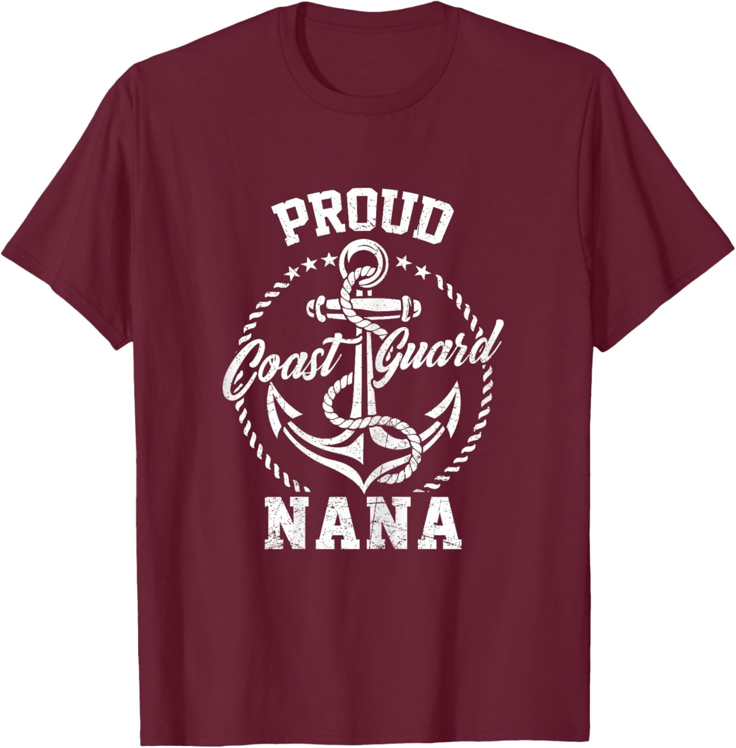 Proud Coast Guard Nana USCG Coastie Family Matching T-Shirt - T-Shirt | Maroon