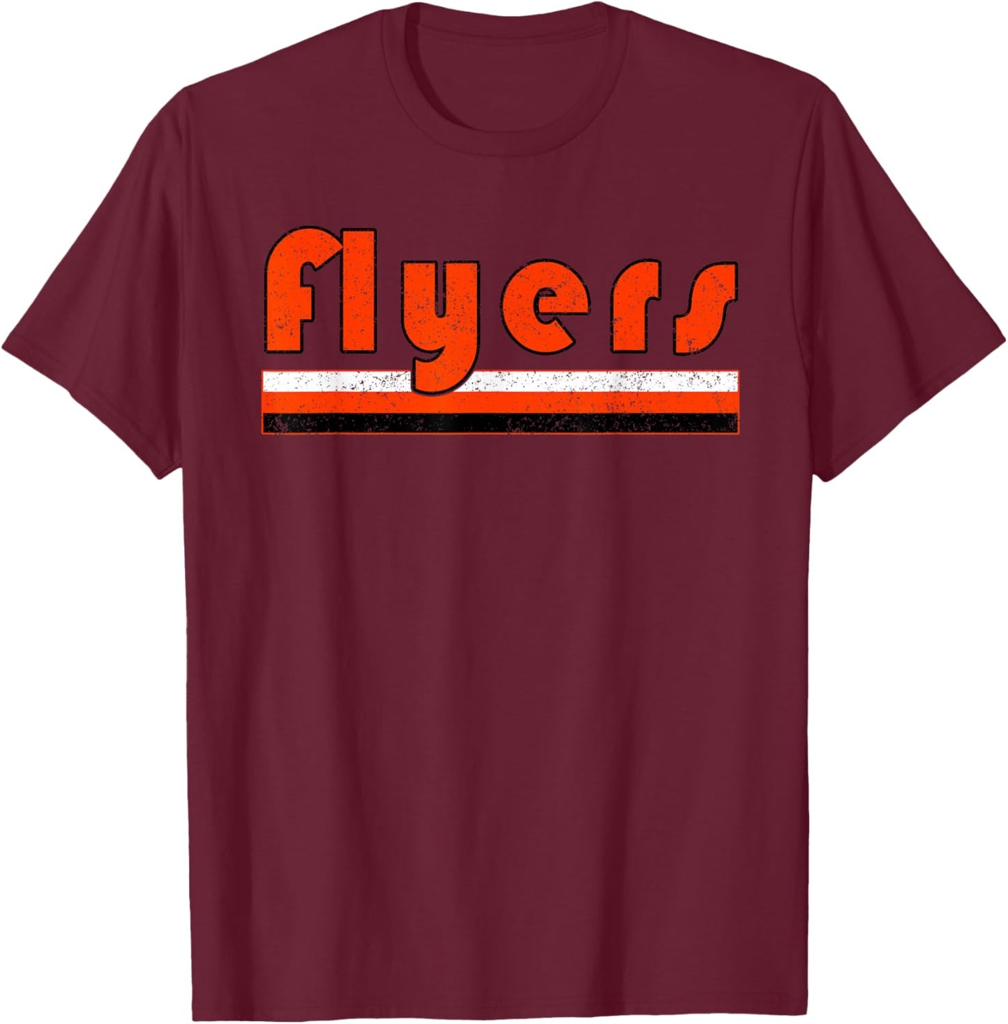 Vintage Flyers Distressed Three Stripes Weathered T-Shirt - T-Shirt | Maroon
