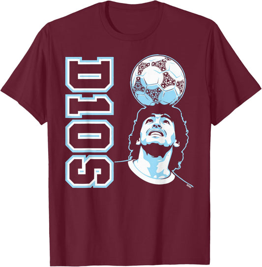 Diego Maradona D10S Headball Retro Soccer T-Shirt - T-Shirt | Maroon