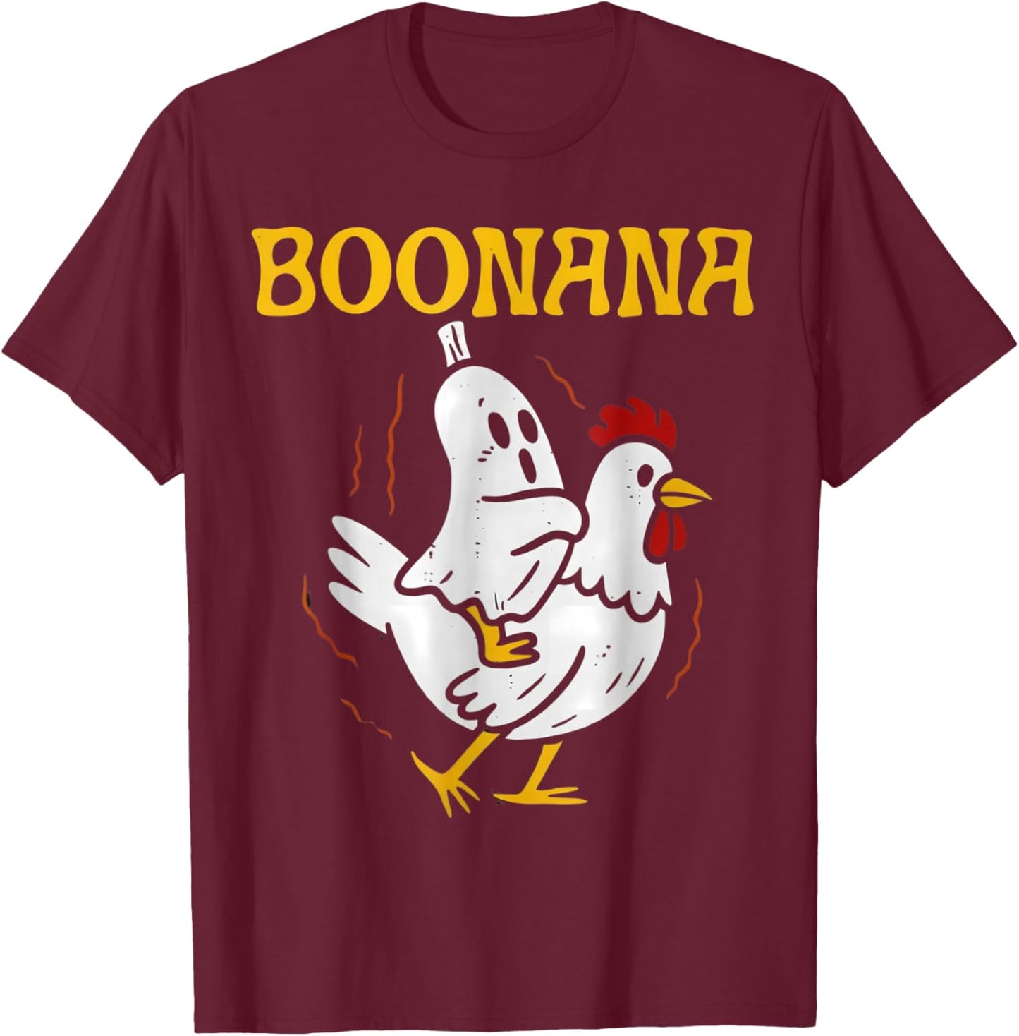 Boonana Riding Chicken Halloween Ghost Spooky Banana Costume T-Shirt - T-Shirt | Maroon