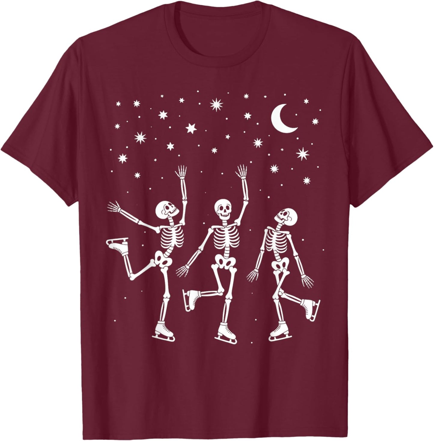 Skeleton Figure Skate Ice Skating Figure Skating T-Shirt - T-Shirt | Maroon