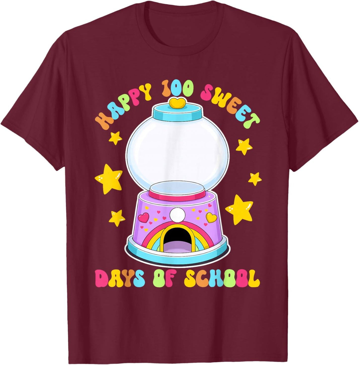 Funny 100 Days of School Gumball Machine Empty DIY Project T-Shirt - T-Shirt | Maroon