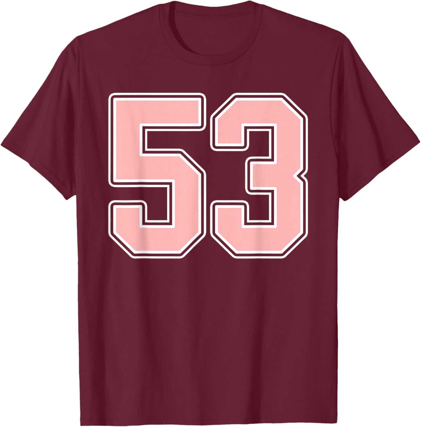 Cute Pink and White Number 53 Jersey Player Uniform #53 Fan T-Shirt - T-Shirt | Maroon