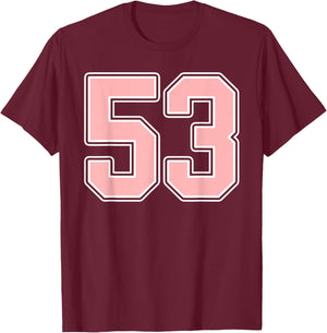 Cute Pink and White Number 53 Jersey Player Uniform #53 Fan T-Shirt - T-Shirt | Maroon