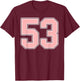Cute Pink and White Number 53 Jersey Player Uniform #53 Fan T-Shirt - T-Shirt | Maroon