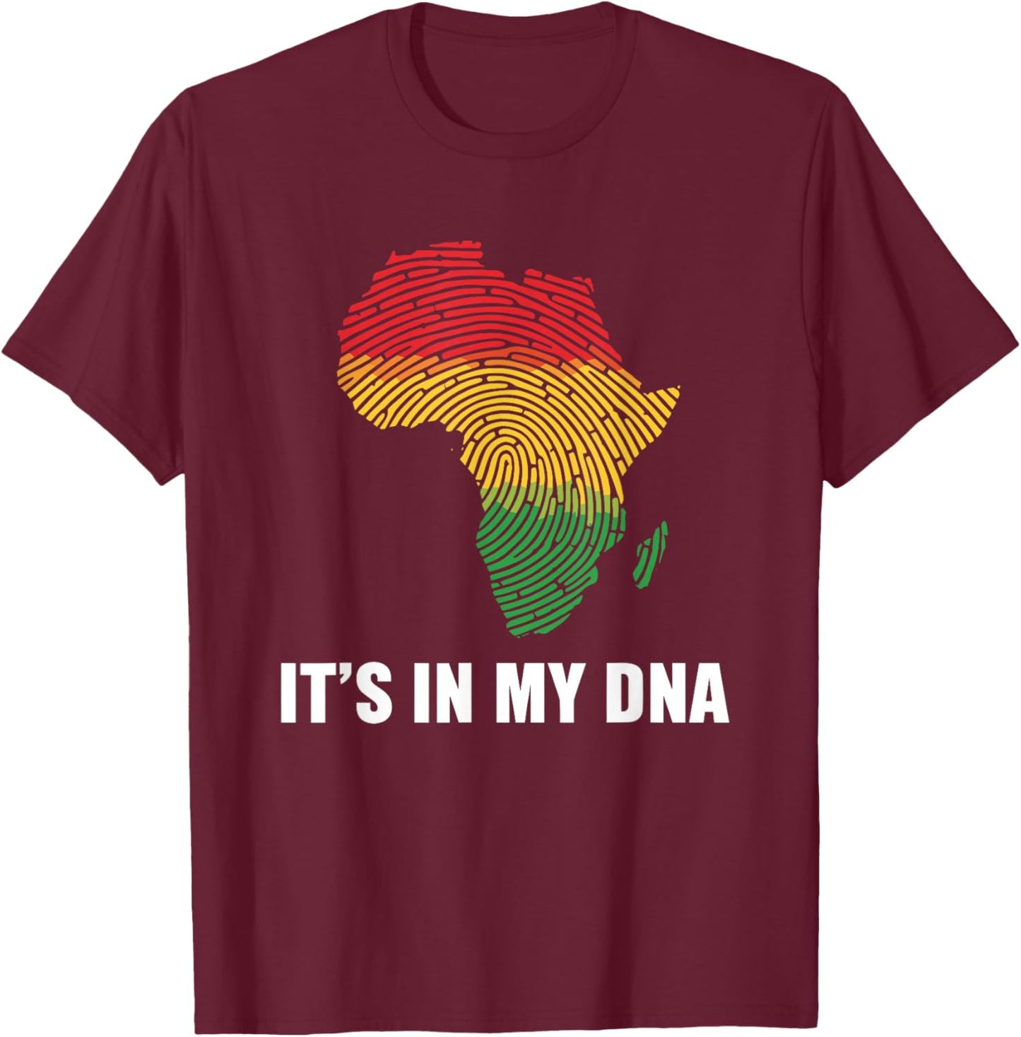 Black History Month It's in My DNA Pan African Fingerprint T-Shirt - T-Shirt | Maroon