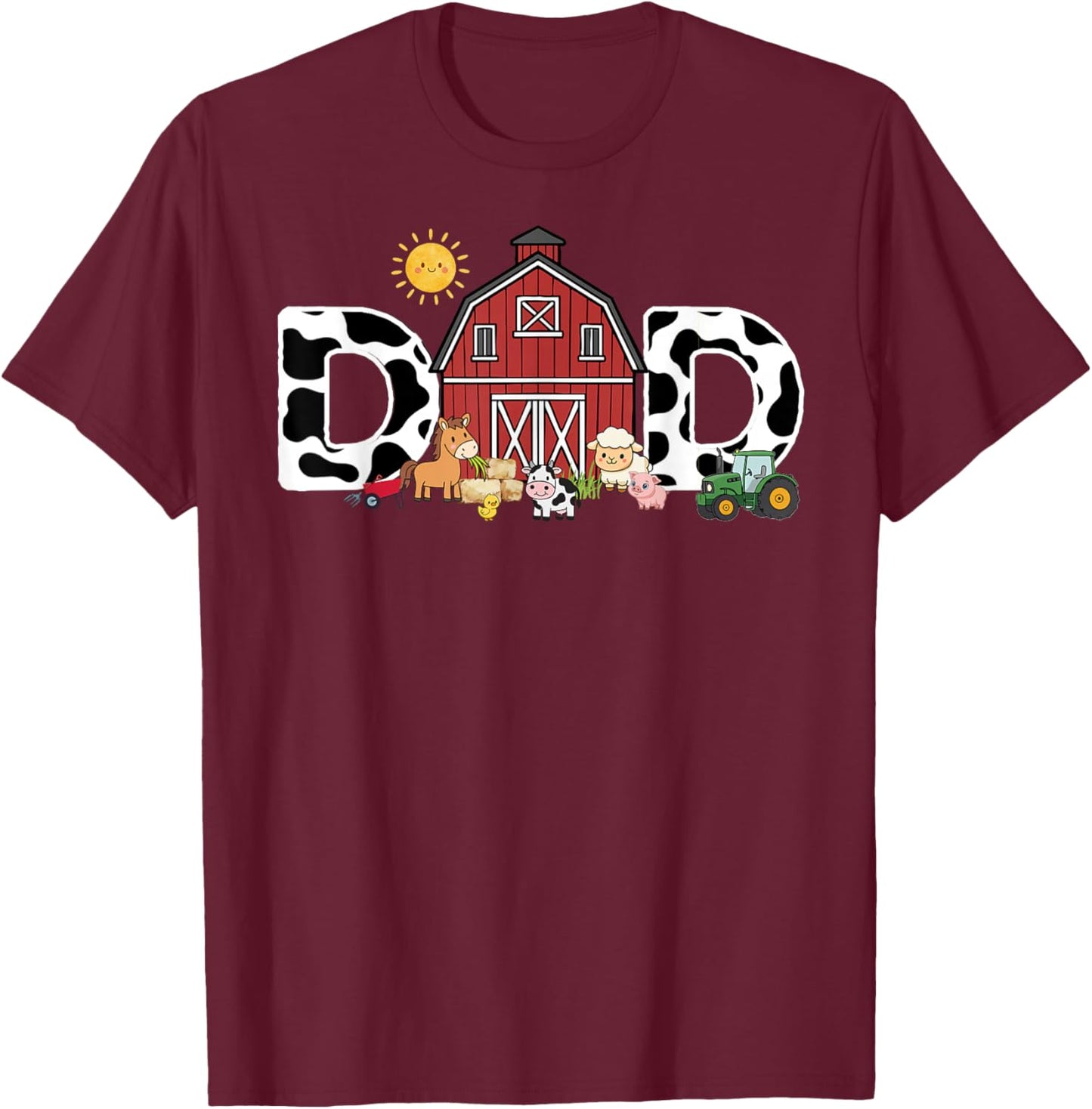 Birthday Farm Animal Dad T-Shirt - T-Shirt | Maroon