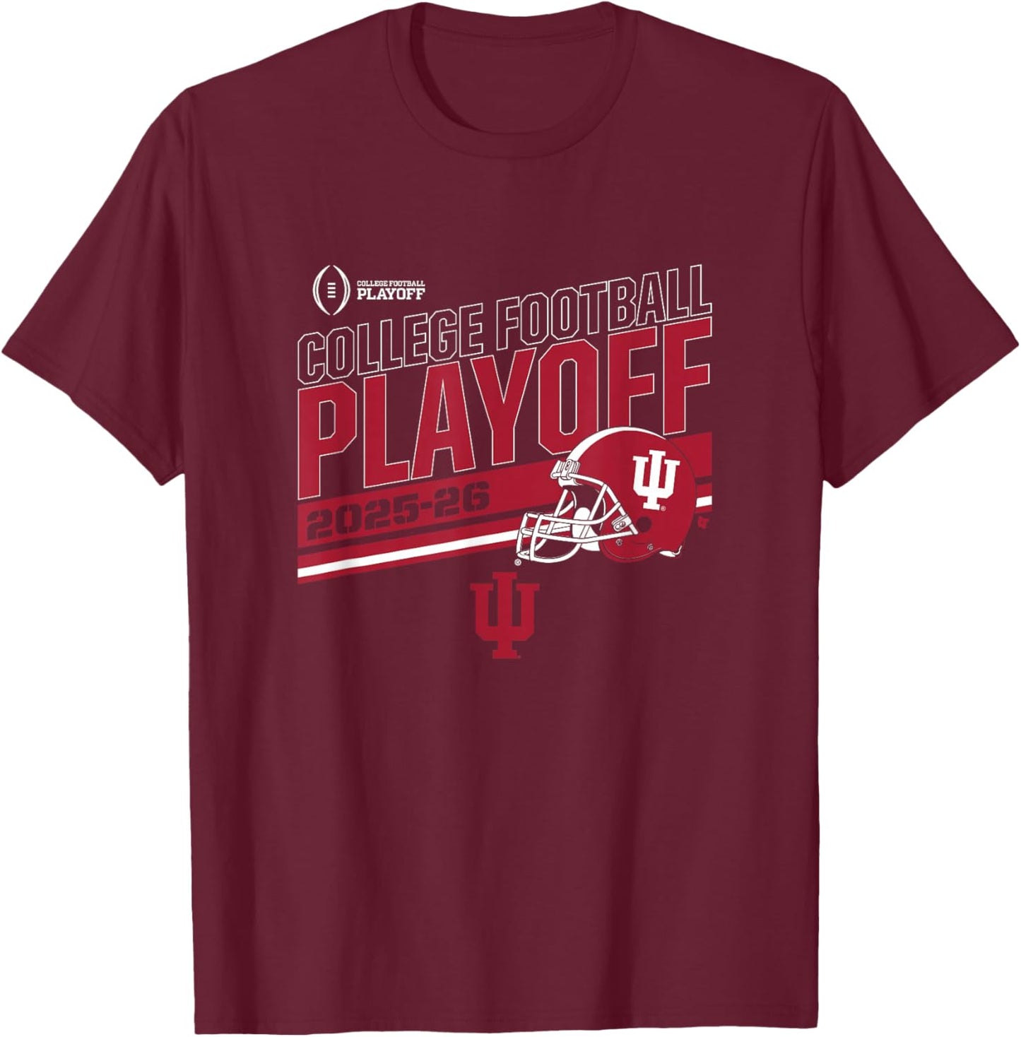 Indiana Hoosiers College Football Playoff Stripe 2025 T-Shirt - T-Shirt | Maroon