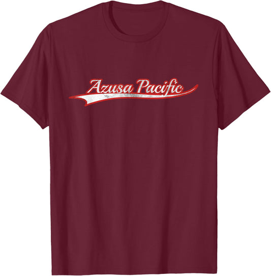 Azusa Pacific California Christian Vintage Varsity T-Shirt - T-Shirt | Maroon