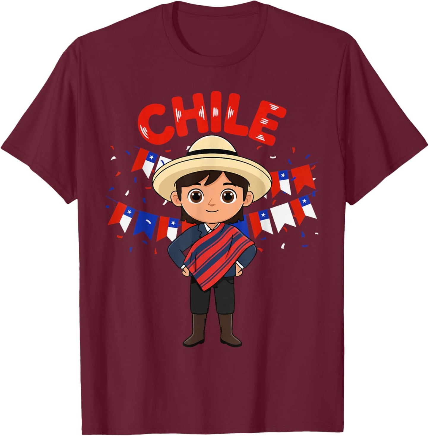 Chile Chilean Boy Traditional Outfit Wear Flag Heritage T-Shirt - T-Shirt | Maroon