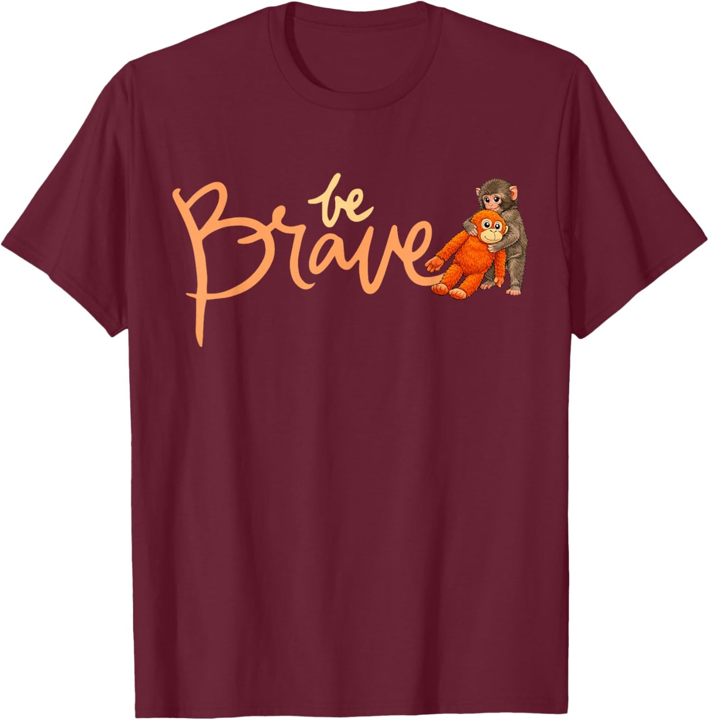 Punch Baby Monkey Cute Stuffed Animal Zoo Japan Inspiration T-Shirt - T-Shirt | Maroon