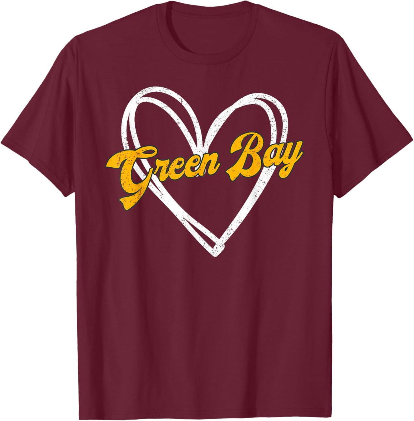 Green Bay Heart Women Girl Kid T-Shirt - T-Shirt | Maroon