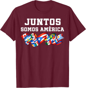 Juntos Somos América Together We are America Spanish T-Shirt - T-Shirt | Maroon