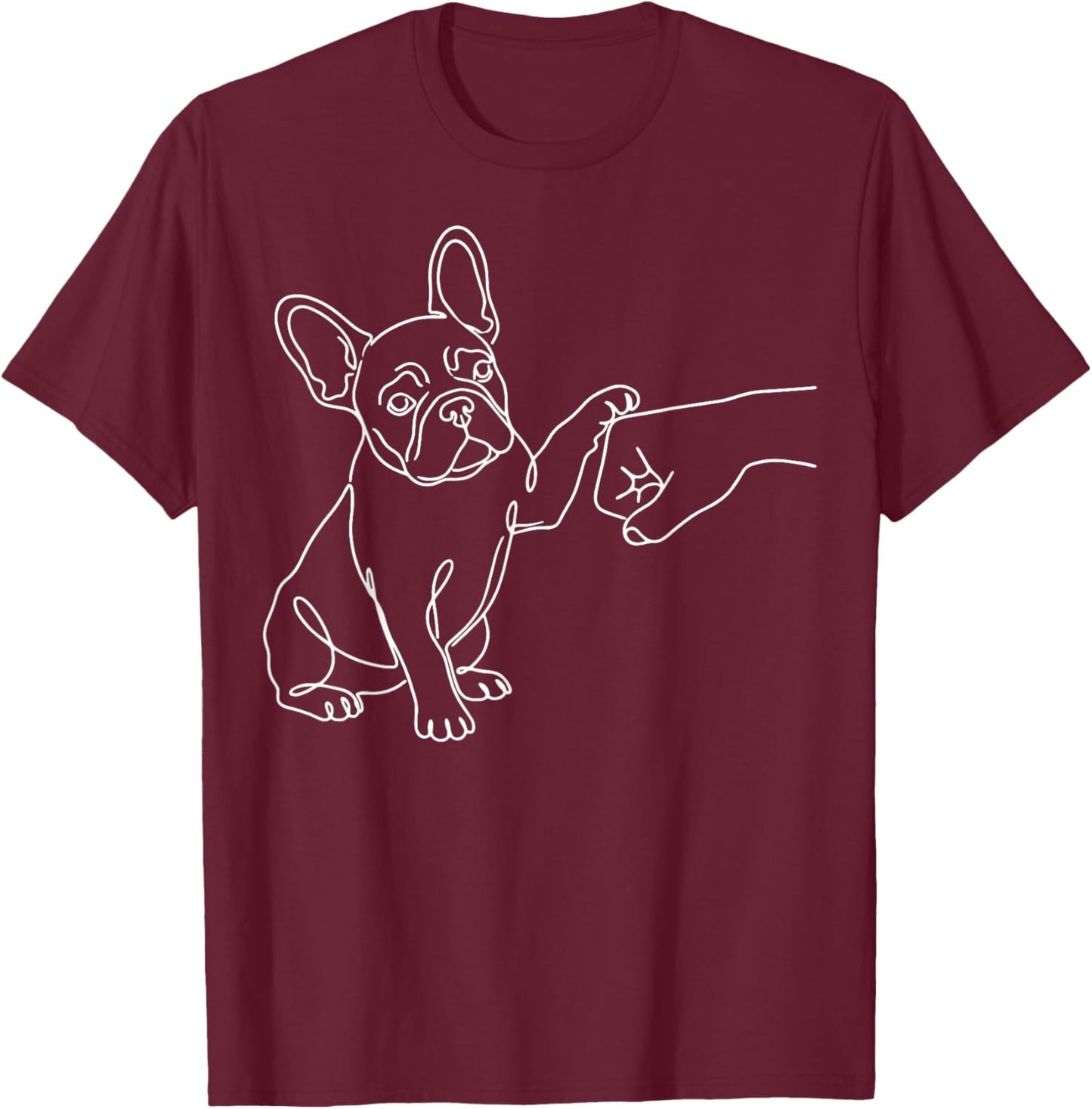 French Bulldog Fist Bump Frenchie Hand T-Shirt - T-Shirt | Maroon