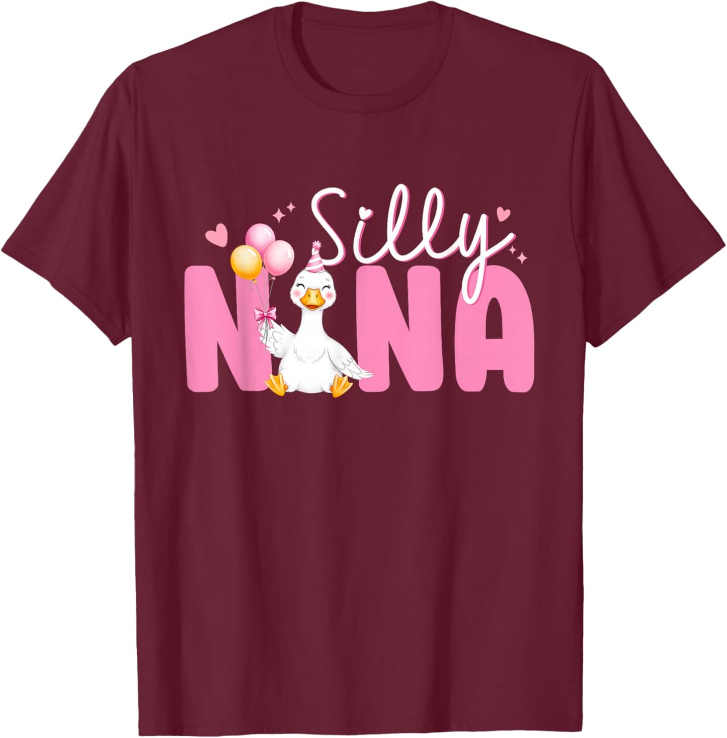 Silly Nana Goose Nana 1st Birthday Family Matching Party T-Shirt - T-Shirt | Maroon