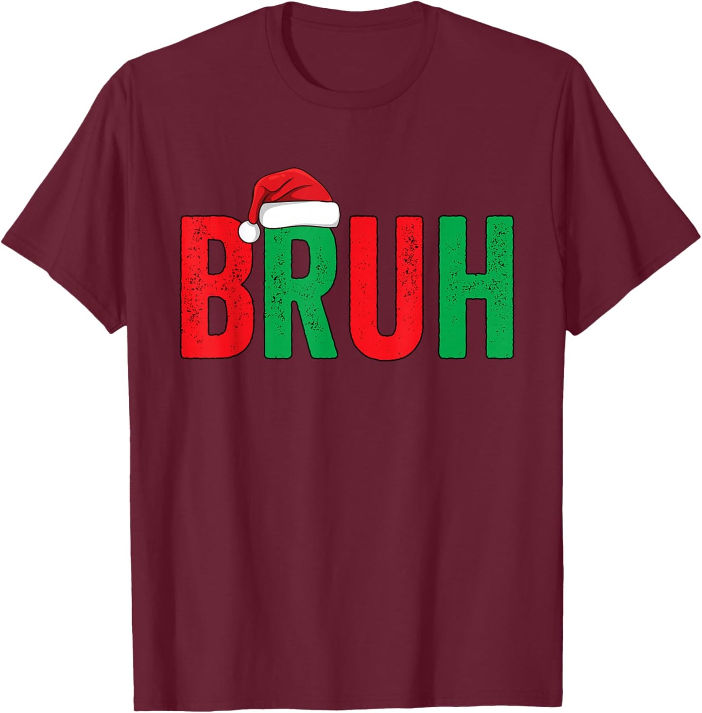 Merry Christmas Bruh Funny Santa Claus Retro Men Women Kids T-Shirt - T-Shirt | Maroon