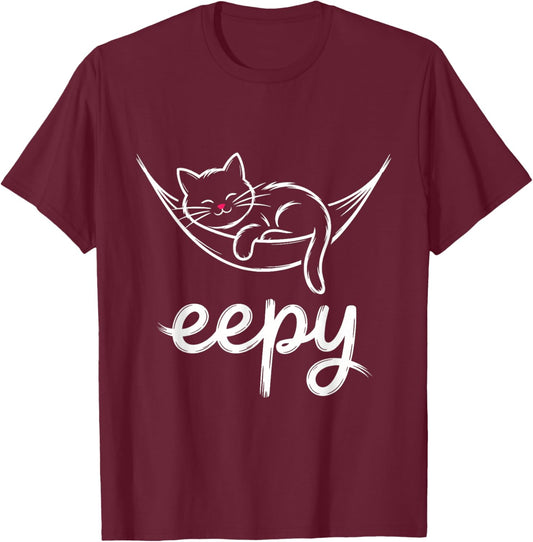 Eepy Cat – Funny Sleepy Cat Meme T-Shirt - T-Shirt | Maroon