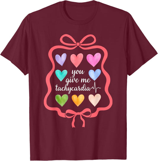 Cardiac Nurse Coquette Bow Heart Stethoscope T-Shirt - T-Shirt | Maroon
