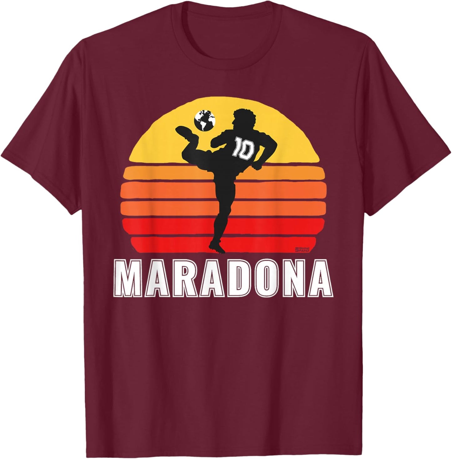 Diego Maradona Taquito Football Move #10 Soccer 80s Sunset T-Shirt - T-Shirt | Maroon