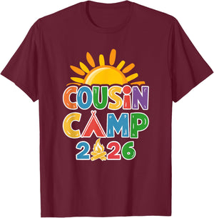 Cousin Camp 2026 Family Vacation Summer Camping Crew T-Shirt - T-Shirt | Maroon