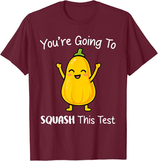 Test Day Funny Squash This Test Motivation Teacher Testing T-Shirt - T-Shirt | Maroon
