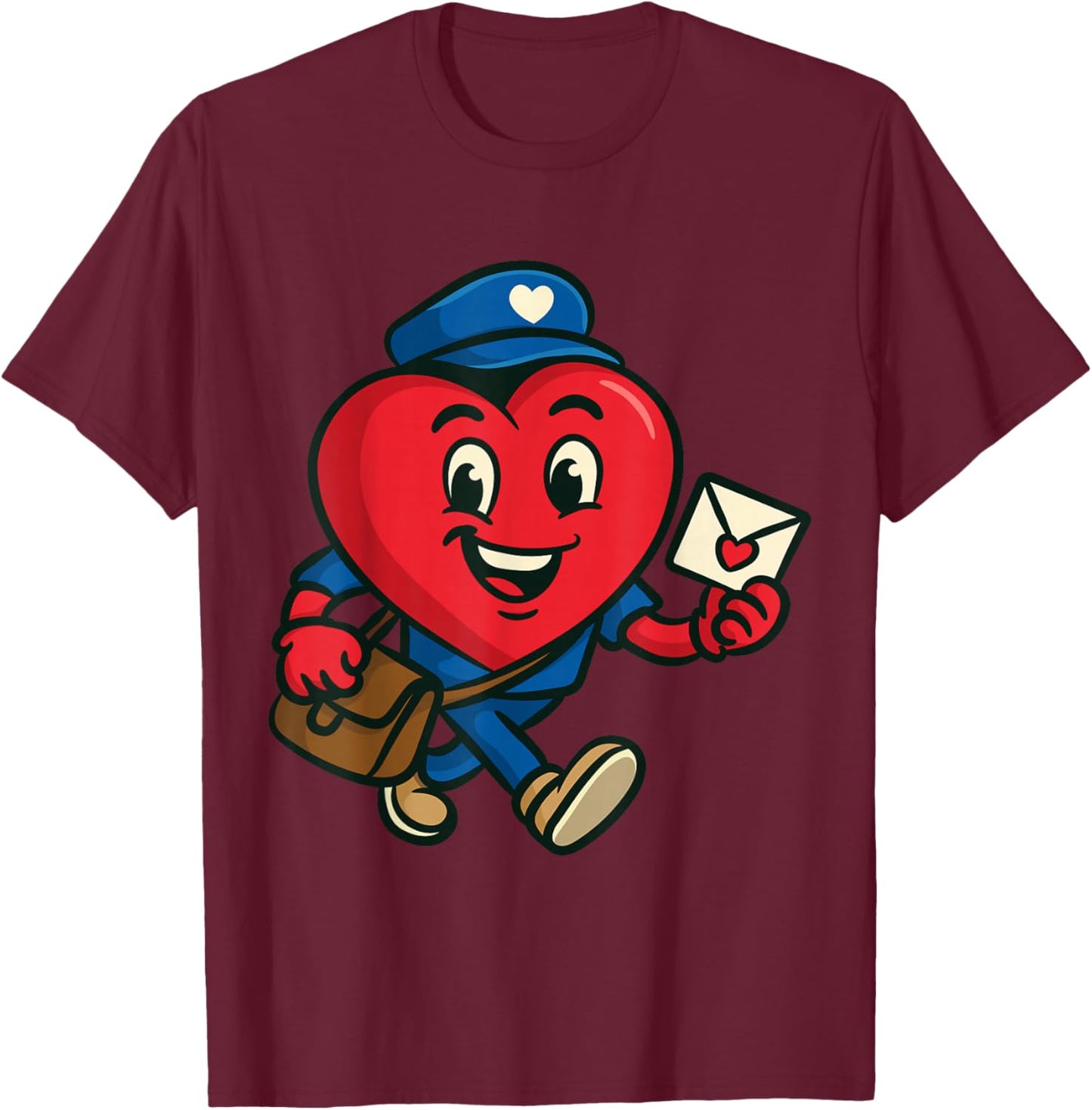 Heart Postal Worker Valentine's Day Mail Delivery T-Shirt - T-Shirt | Maroon