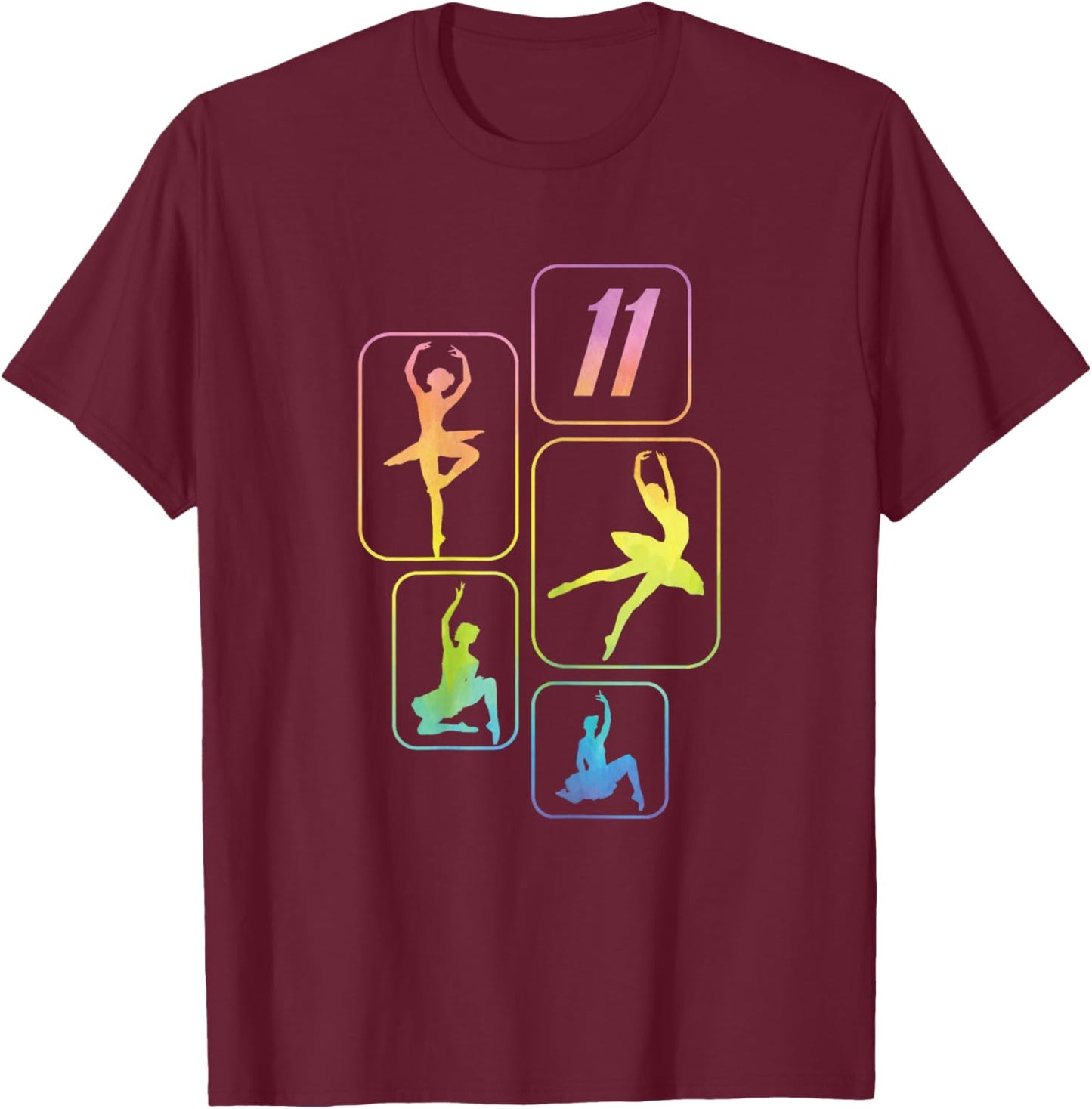 11th Birthday Girl Ballet Dancer Retro Ballerina 11 Year Old T-Shirt - T-Shirt | Maroon