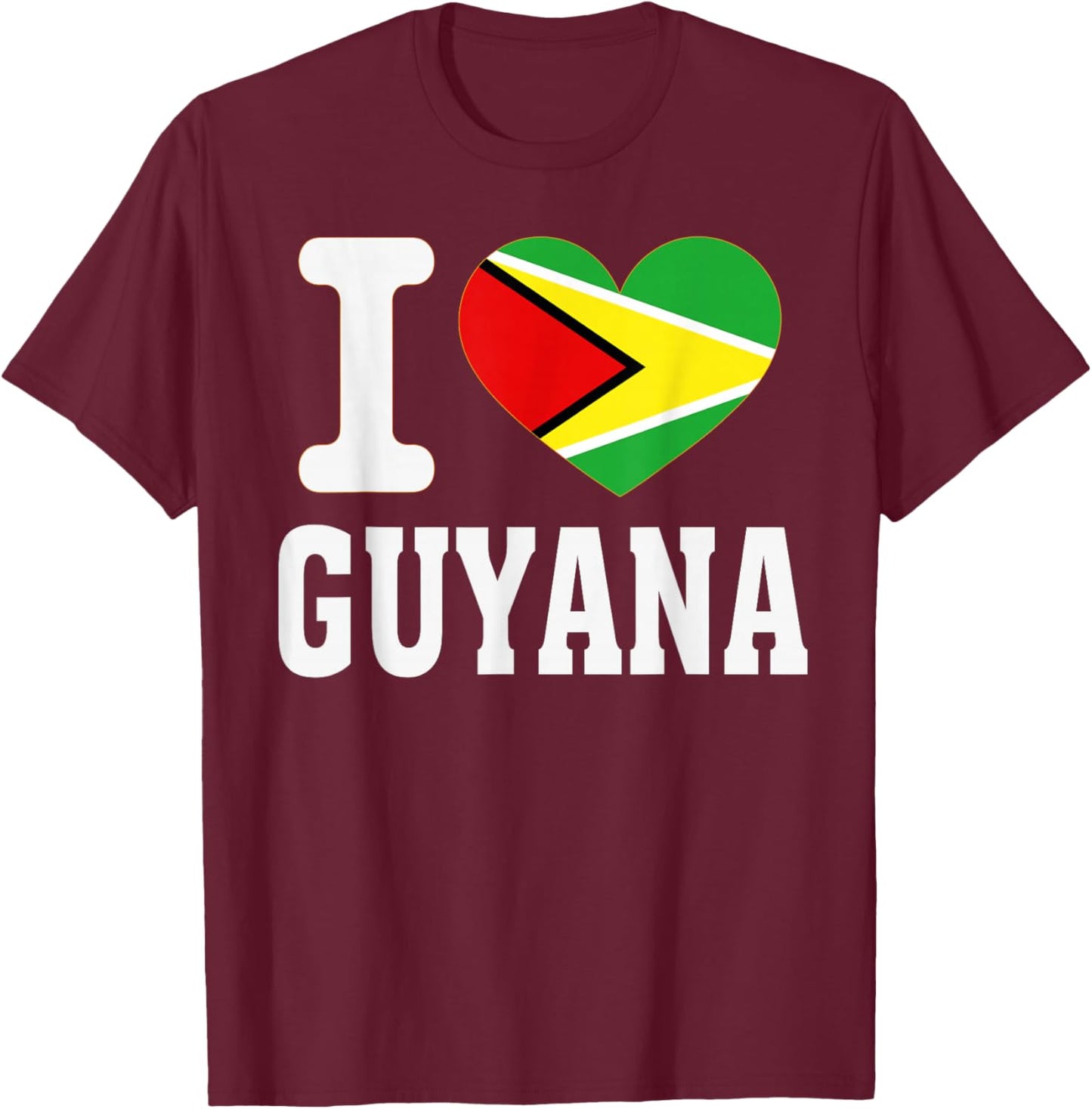 I Love Guyana Heart Souvenir Lovers Pride Travel T-Shirt - T-Shirt | Maroon
