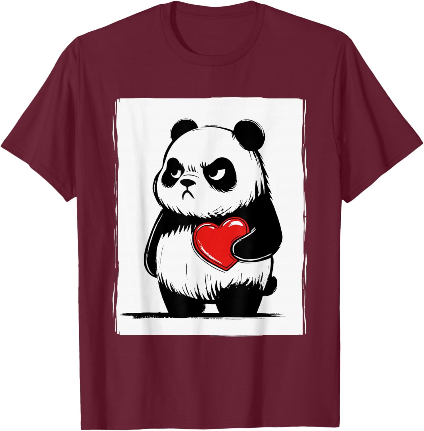 Grumpy Panda Bruh Men Women Teens Kids Funny St. Valentine's T-Shirt - T-Shirt | Maroon