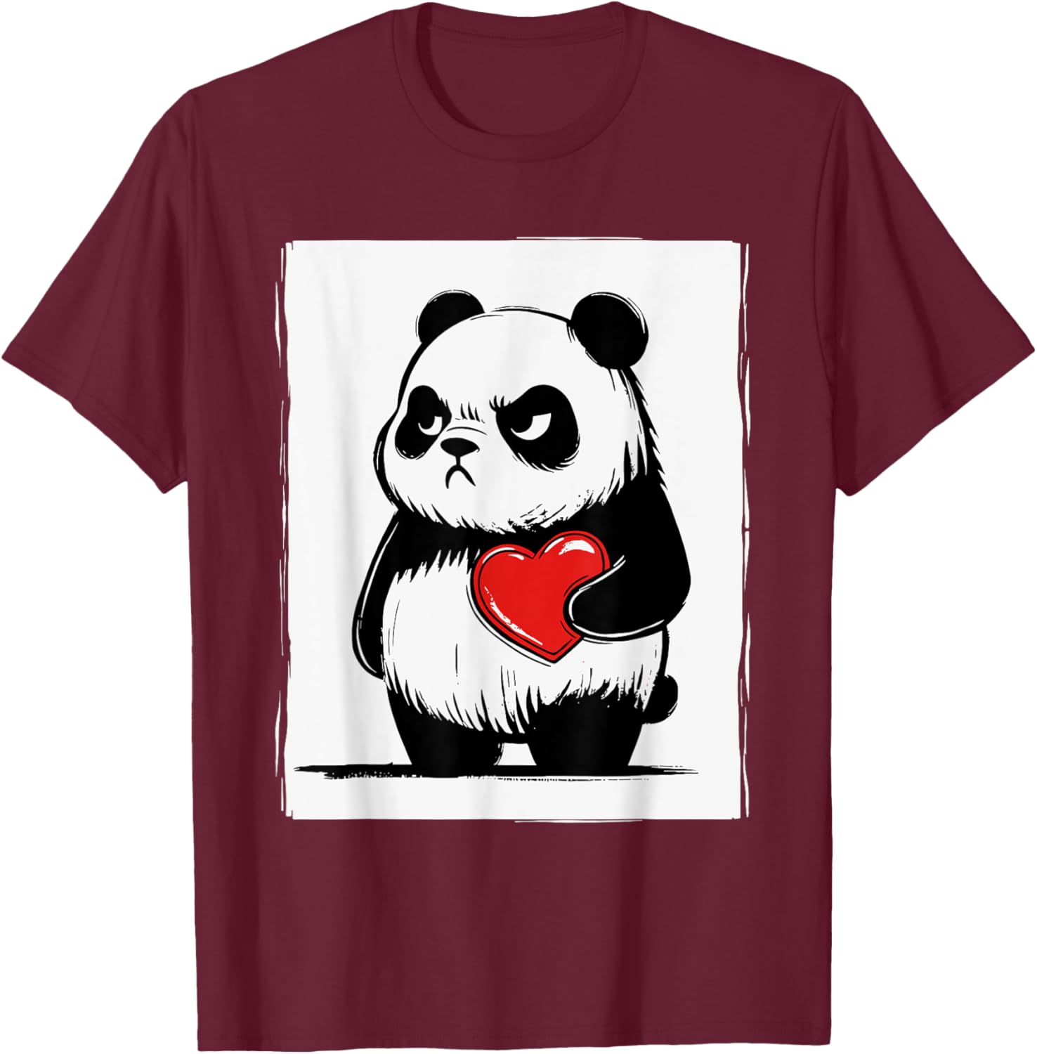 Grumpy Panda Bruh Men Women Teens Kids Funny St. Valentine's T-Shirt - T-Shirt | Maroon