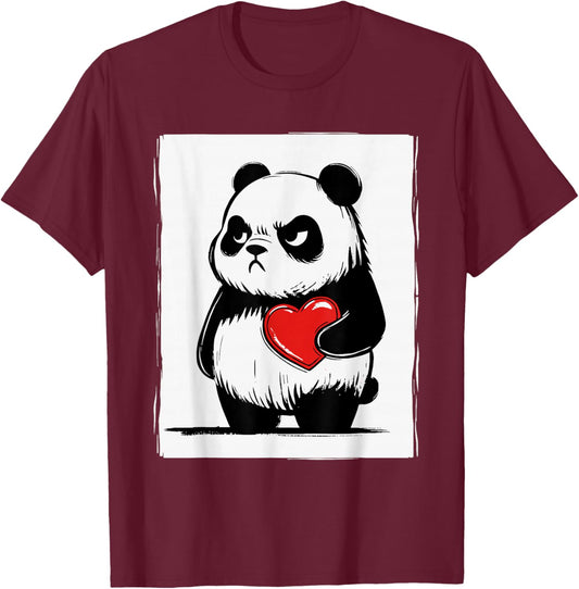 Grumpy Panda Bruh Men Women Teens Kids Funny St. Valentine's T-Shirt - T-Shirt | Maroon