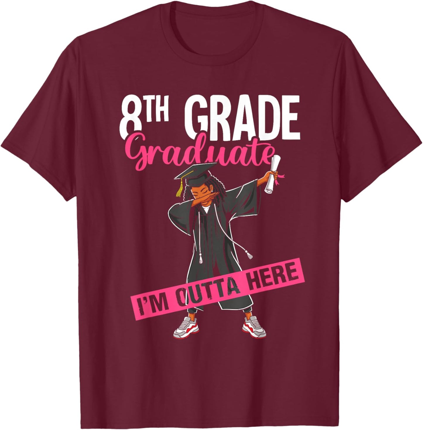 8th Grade Graduate 2026 Dab Black Girl Graduation Class 26 T-Shirt - T-Shirt | Maroon