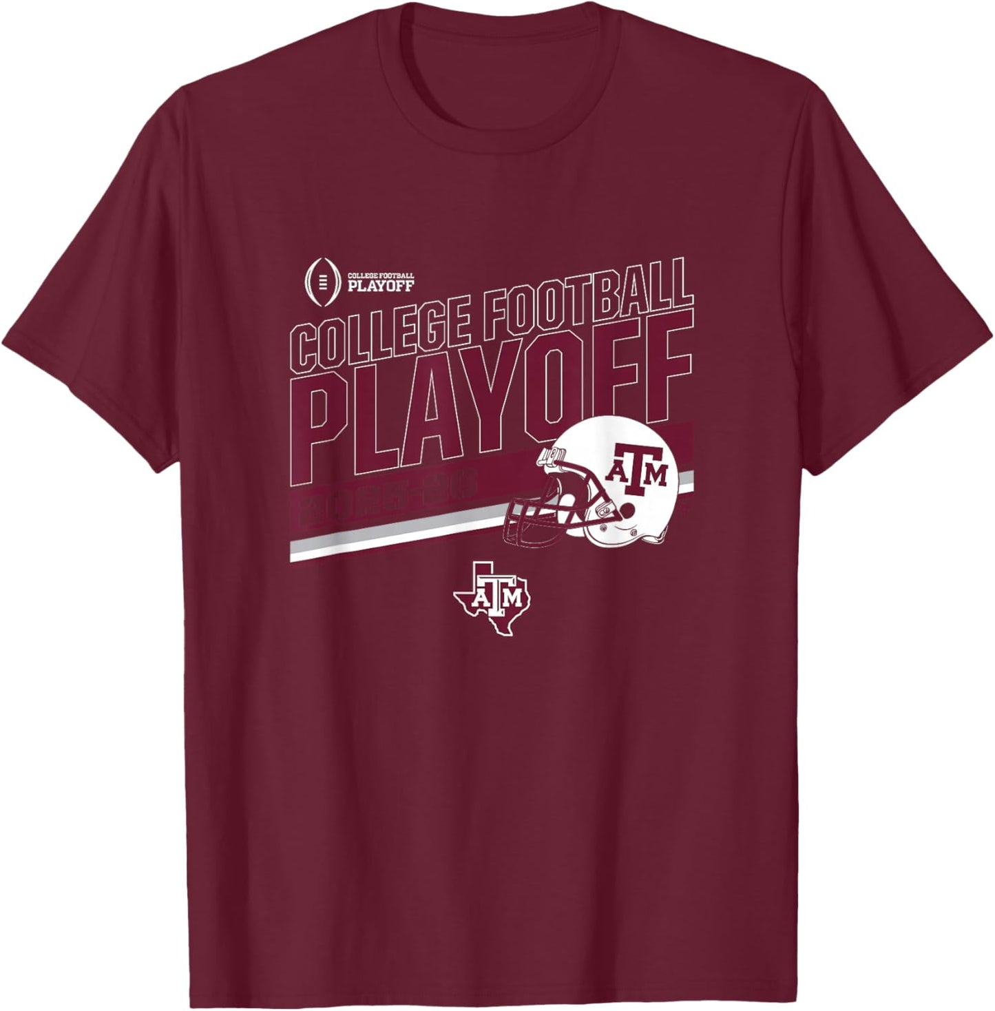 Texas A&M Aggies College Football Playoff Stripe 2025 T-Shirt - T-Shirt | Maroon