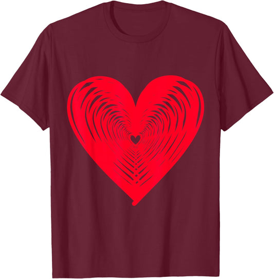 Happy Valentine's Day Love Heart T-Shirt - T-Shirt | Maroon