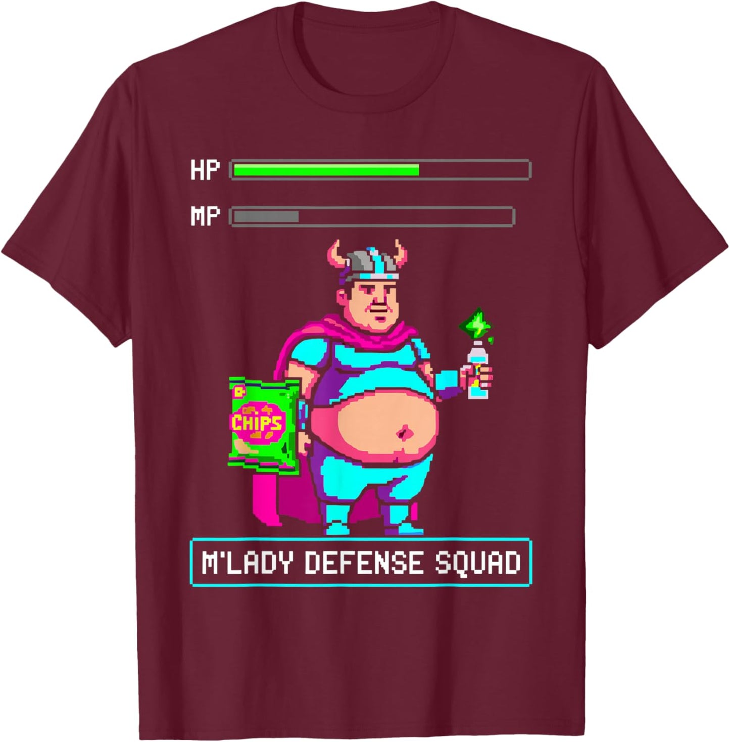 Gamer Neckbeard Meme Enthusiast M'lady Defense Squad T-Shirt - T-Shirt | Maroon