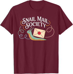 Charming Snail Mail Society Penpal Enthusiast T-Shirt - T-Shirt | Maroon