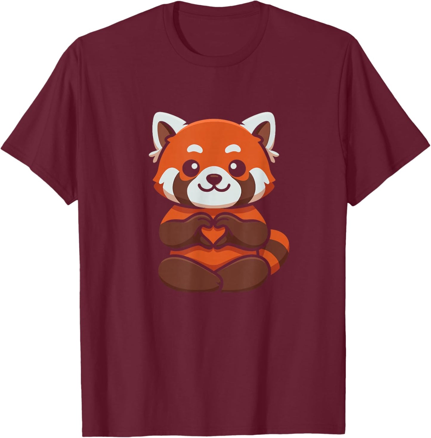 Red Panda Heart Kawaii Cute Women Girls Red Panda T-Shirt - T-Shirt | Maroon