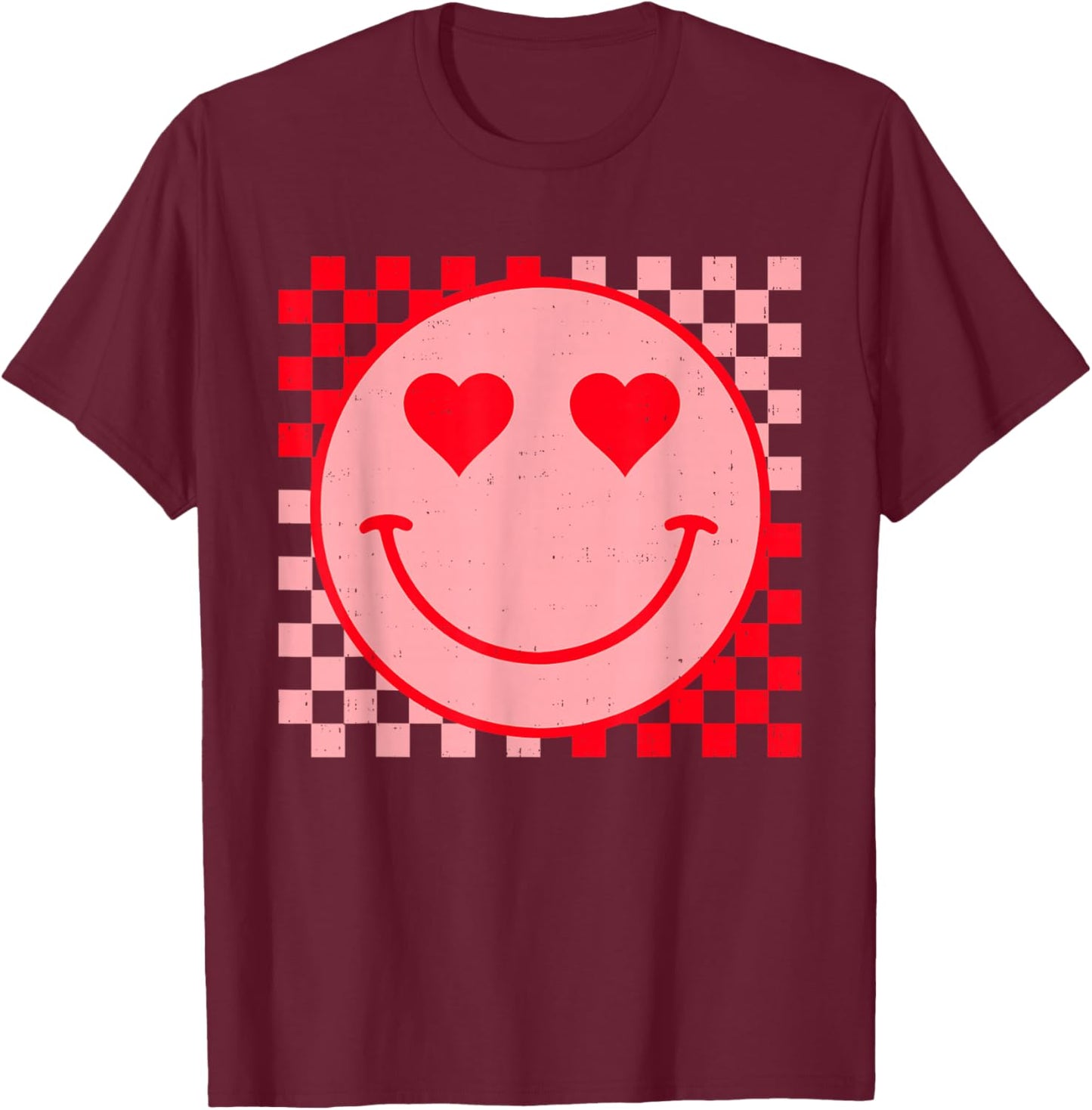 Retro Vintage Valentines Day Smile Face Men Women Girls Kids T-Shirt - T-Shirt | Maroon
