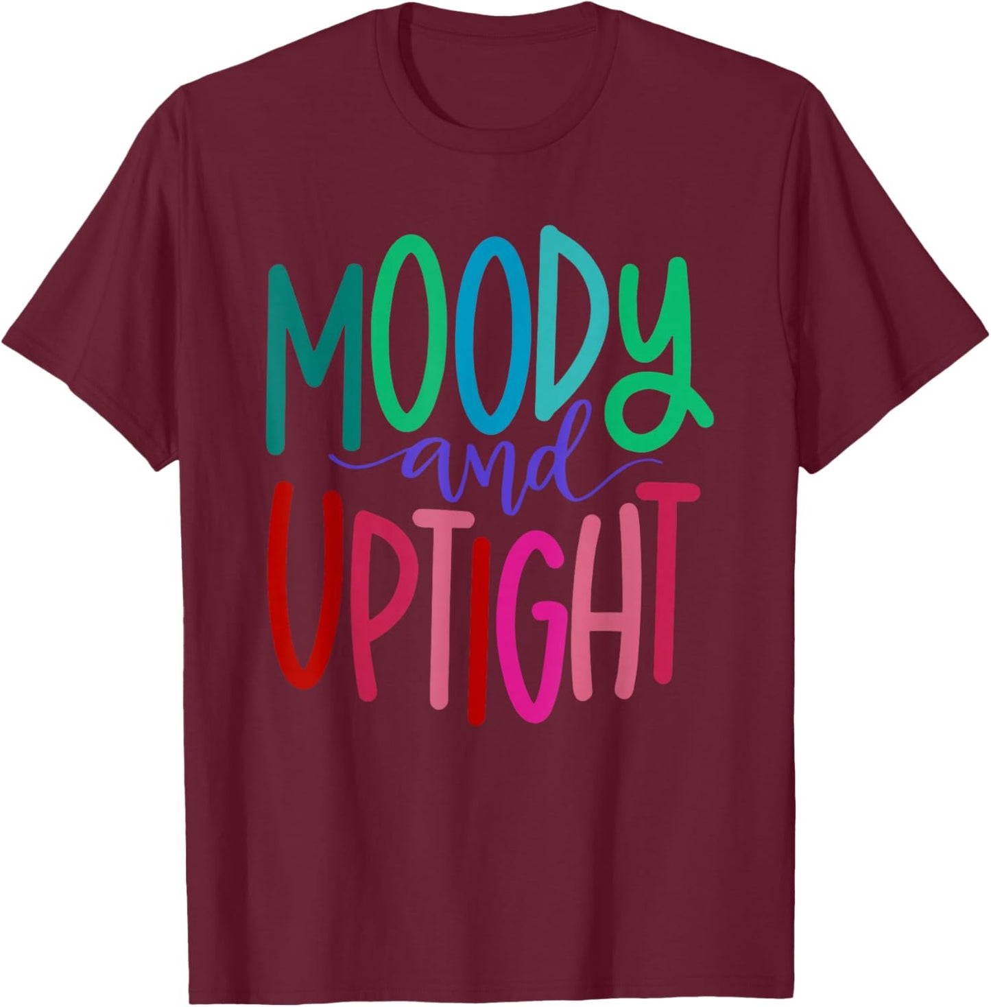 Merry & Bright and Moody & Uptight, Matching Couples T-Shirt - T-Shirt | Maroon