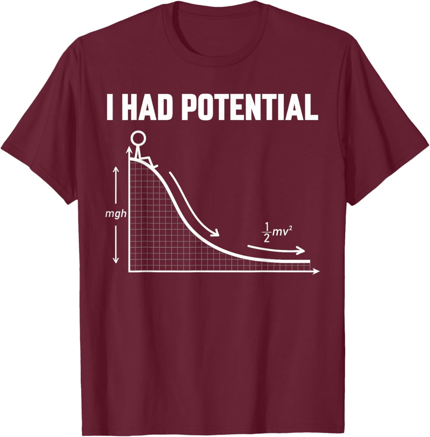 I Had Potential Funny Sarcastic Minimal Quote Science Humour T-Shirt - T-Shirt | Maroon