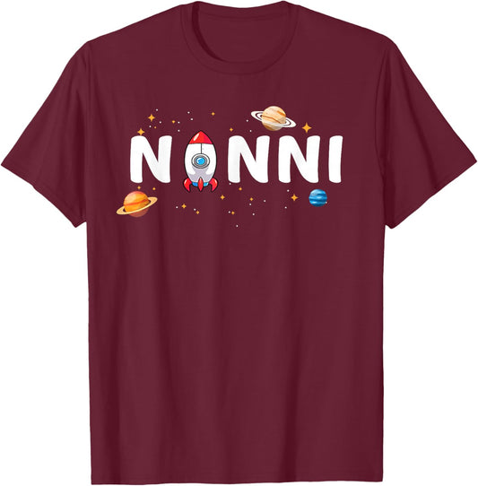 Nonni of The Birthday Boy Astronaut 1st Birthday Family T-Shirt - T-Shirt | Maroon