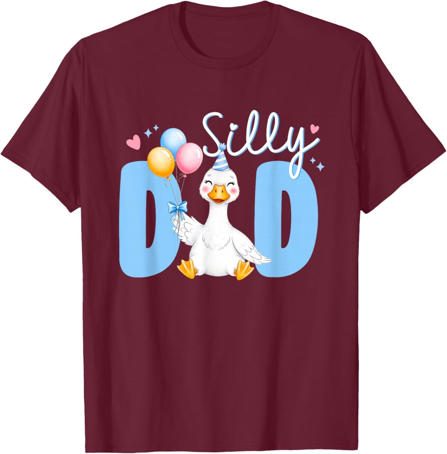 Silly Dad Goose Dad 1st Birthday Family Matching Party T-Shirt - T-Shirt | Maroon