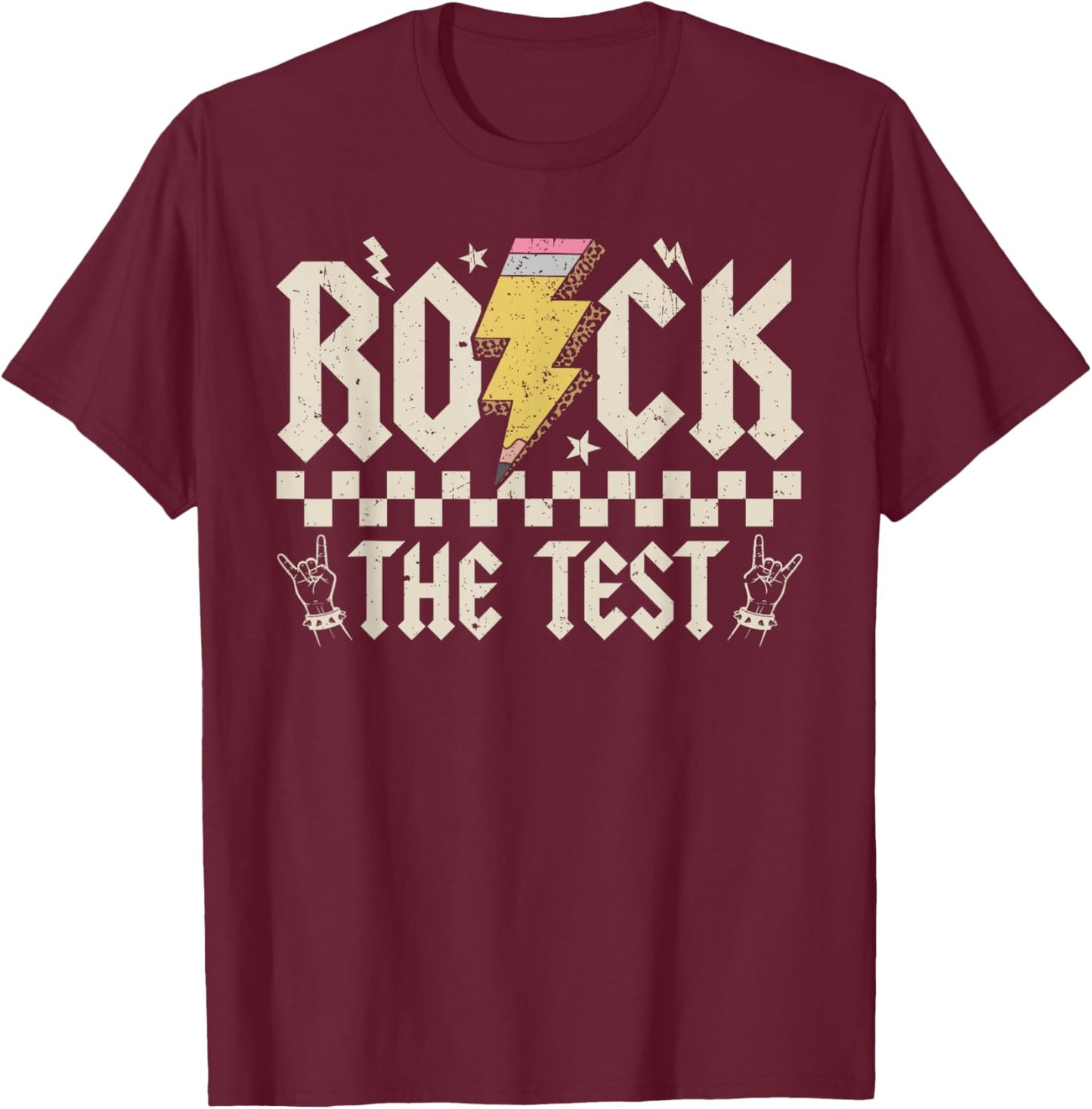 Testing Day Rock The Test ABCD Motivational Teacher Students T-Shirt - T-Shirt | Maroon