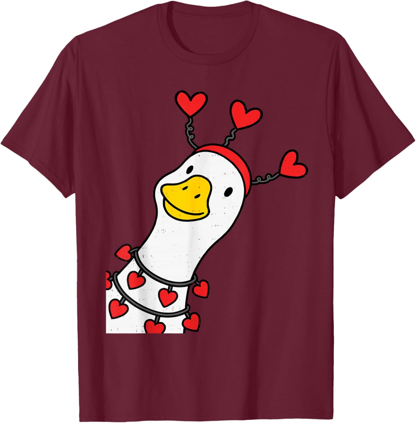 Cute Goose Valentines Day Duck Valentine Women Teen Girl Kid T-Shirt - T-Shirt | Maroon