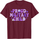 Proud Military Child Floral Military Kids Purple Ribbon Girl T-Shirt - T-Shirt | Maroon