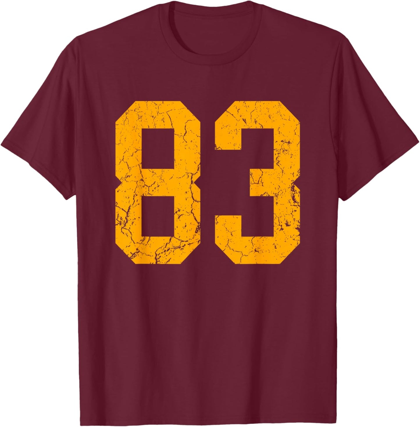 Distressed Orange Number 83 Jersey Player Uniform #83 T-Shirt - T-Shirt | Maroon