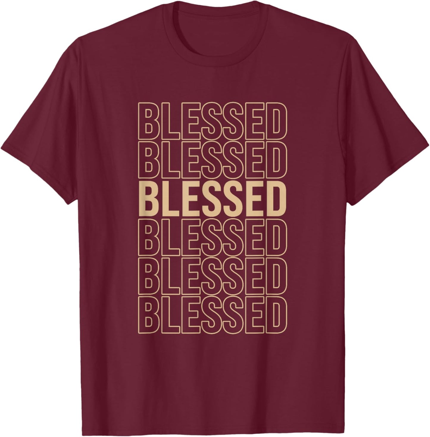 Tan Blessed Tan Color Graphic T-Shirt - T-Shirt | Maroon