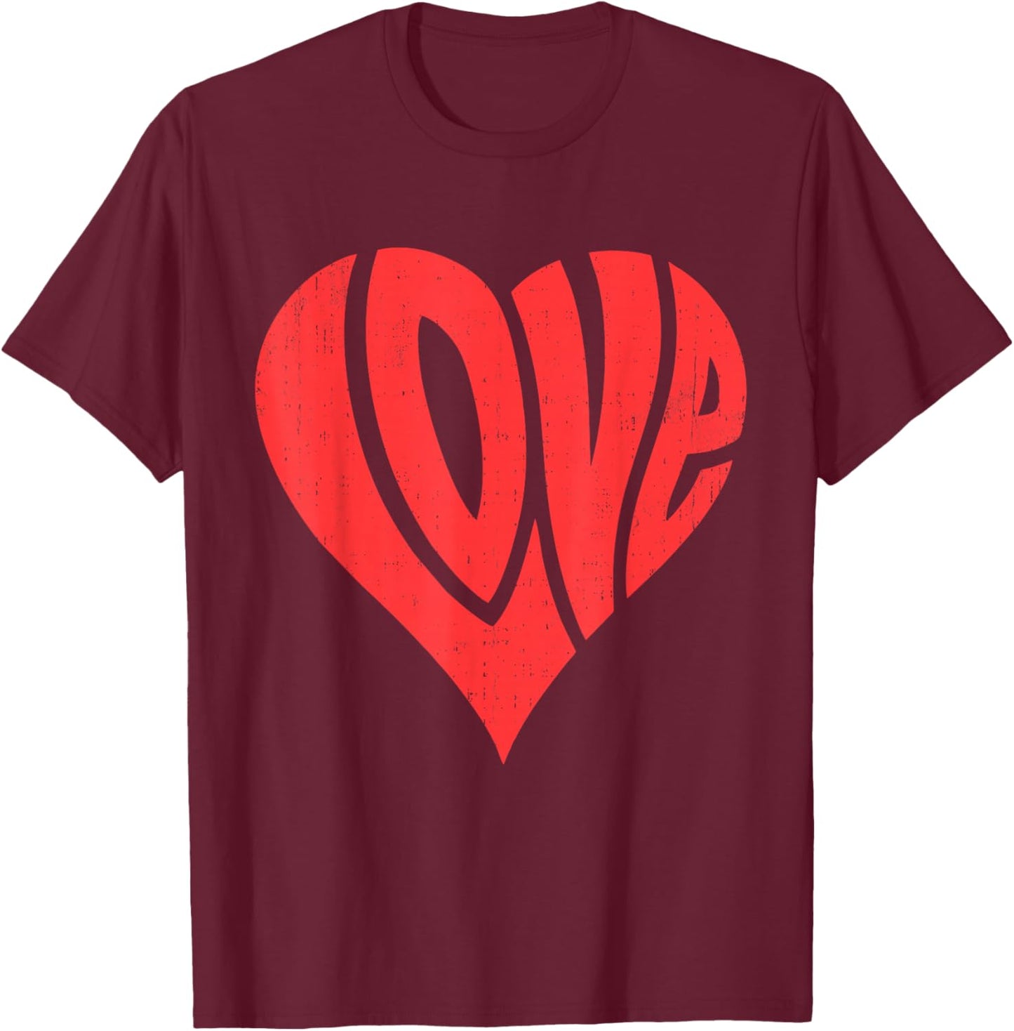 Retro Vintage Love Heart Valentines Day Men Women Boy Kids T-Shirt - T-Shirt | Maroon