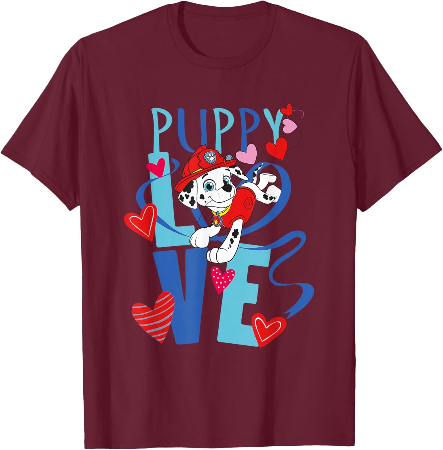 Paw Patrol Valentine's Day Puppy Love T-Shirt - T-Shirt | Maroon